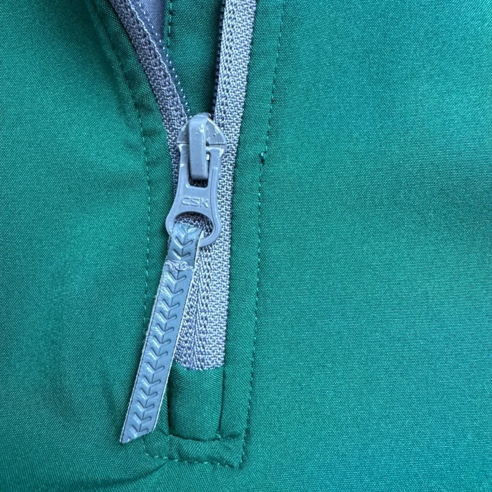Adidas Mens Quarter Zip Windbreaker Pullover Jacket Green Grey Large Athletic